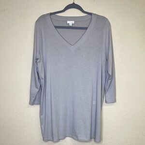 J.Jill V-Neck Gray Tunic Top Size Large
